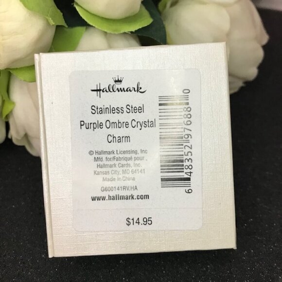 3/$25 NWT Hallmark Stainless Steel Purple Ombre Crystal Charm - Picture 6 of 8